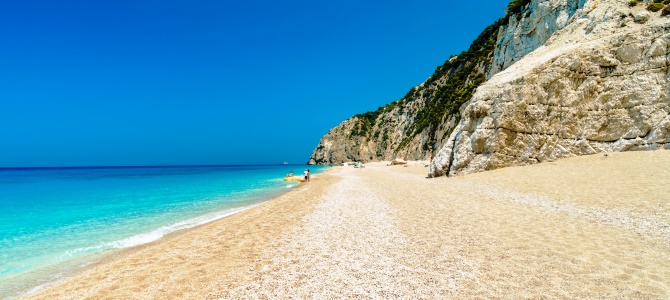 Lefkada, pláž Egremni, Řecko